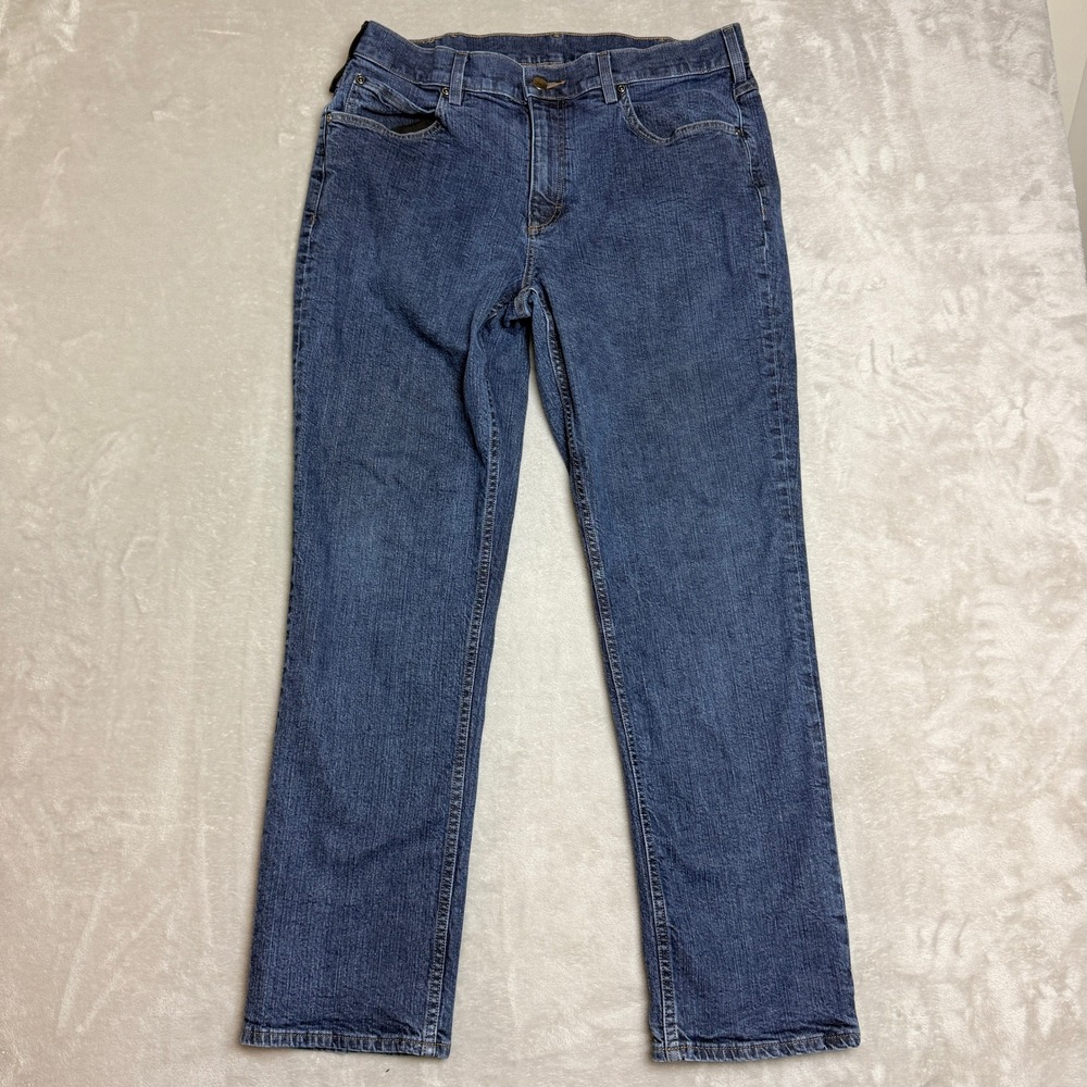 40 Grit by Duluth Trading Standard Fit Jeans Men 38x32 (Fit 37x30) Blue Stretch